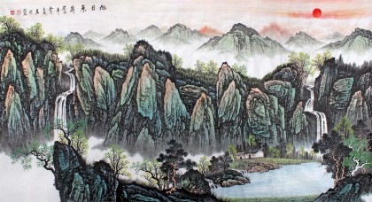 寧良成六尺風水畫《旭日東升》