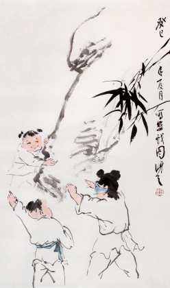 陳漫之四尺三開童趣圖《嬰戲圖》（詢價）