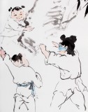 陳漫之四尺三開童趣圖《嬰戲圖》（詢價）