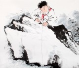 陳漫之四尺斗方童趣圖《此中有趣慢垂釣》（詢(xún)價(jià)）