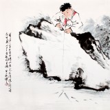 陳漫之四尺斗方童趣圖《此中有趣慢垂釣》（詢(xún)價(jià)）