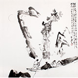 【已售】陳漫之四尺斗方水墨人物畫《前赤壁賦》（詢價）