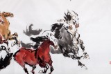 SK中美協(xié)會員 畫壇名家王向陽六尺八駿圖《馬馳祥云起》(詢價)