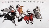 SK中美協(xié)會員 畫壇名家王向陽六尺八駿圖《馬馳祥云起》(詢價)