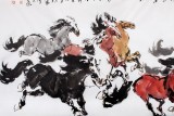SK中美協(xié)會員 畫壇名家王向陽六尺八駿圖《馬馳祥云起》(詢價)