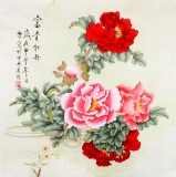 【已售】北京美協凌雪四尺斗方牡丹畫《富貴牡丹》