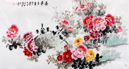 國家一級(jí)美術(shù)師王寶欽六尺《喜事多多》