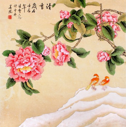 北京美協凌雪四尺斗方花鳥畫《清香》