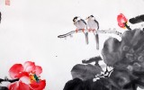 【已售】著名花鳥畫家曲逸之小八尺墨荷圖《祥和》