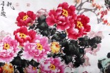 曲逸之 小八尺《粉紫含金》 河南省著名花鳥畫家