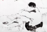 【已售】陳漫之四尺斗方水墨人物畫《階前梧葉已秋聲》（詢價）