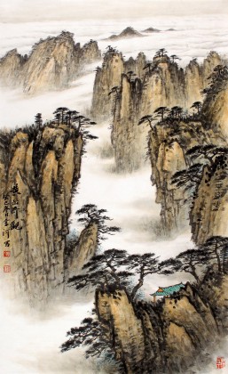 國家畫院劉金河小三尺山水畫《黃岳奇觀》