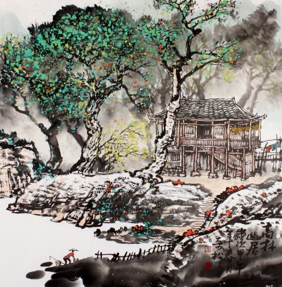 民盟美協(xié)理事黃奇松四尺斗方《高林幽居》