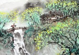 【已售】民盟美協理事黃奇松三尺《倚樹聽流泉》