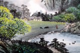 【已售】張慧仁小六尺彩墨山水畫《家住青山綠水間》
