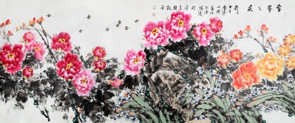 著名花鳥畫家曲逸之小八尺《富貴人家》