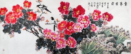 著名花鳥畫家曲逸之小八尺《富貴禎祥》
