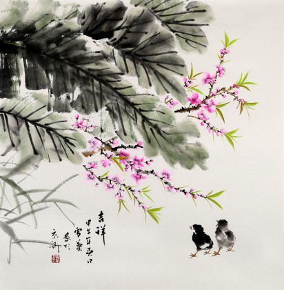 安徽美協何華賢四尺斗方《吉祥》
