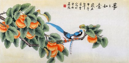 北京美協凌雪三尺柿子畫《事事如意》