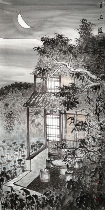 民盟美協理事黃奇松四尺《人閑月更清》