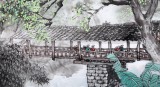 民盟美協理事黃奇松四尺《橋牽兩岸青山翠》