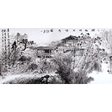 民盟美協理事黃奇松四尺《瑤鄉煙雨詩意圖》
