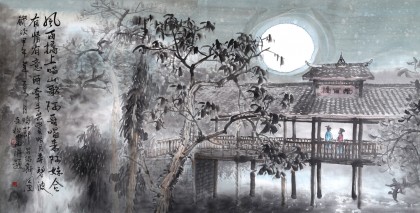 民盟美協理事黃奇松四尺《風雨橋上唱山歌》