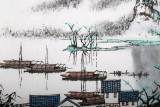 張春奇四尺山水畫《青峰水秀》徐悲鴻紀念館藝術中心理事