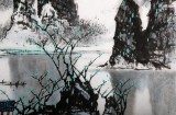 張春奇四尺山水畫《青峰水秀》徐悲鴻紀念館藝術中心理事