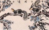 曲逸之 四尺對開《春信》 河南省著名花鳥畫家