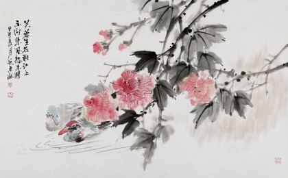 【已售】中國美協會員張延東三尺《芙蓉生在秋江上》