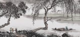 民盟美協理事黃奇松四尺國畫《溪江待渡》