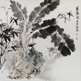 中國(guó)美協(xié)會(huì)員張延?xùn)|四尺斗方《蕉陰圖》