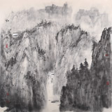 當代水墨漫畫名家 強春云四尺斗方 《雨泉圖》