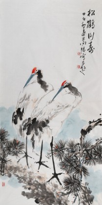 王向陽 四尺《松鶴同壽》 中國美術(shù)家協(xié)會會員（詢價）