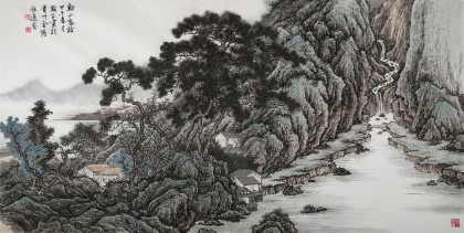 貴州七星關美協主席吳顯剛 四尺《溪山客話》