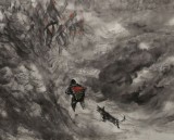 名家趙金鸰四尺斗方雪景圖《浸入暮色的山村》(詢價)