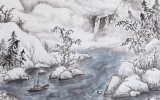 寧全喜 四尺《山鄉雪霽》國家畫院龍瑞工作室畫家