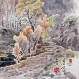 朝鮮畫家趙元哲 四尺《湖上春光》