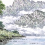 朝鮮名家蔡京華 四尺《溪邊村莊》