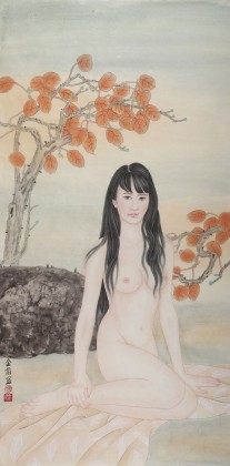 著名仕女畫家劉金前 三尺《秋思》