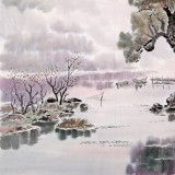 朝鮮畫家趙元哲 四尺《湖上春光》