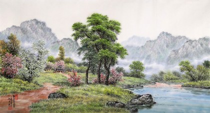 朝鮮名家蔡京華 四尺《鄉村的清晨》