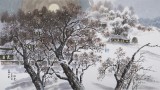 朝鮮一級畫家 樸哲 四尺《故鄉的月夜》