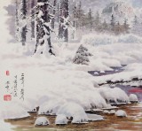 朝鮮畫家趙元哲 四尺《山林之冬》