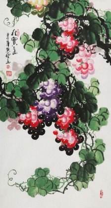 黃藝三尺葡萄畫《秋實圖》