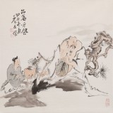 曹建濤 四尺斗方《品茗聽風》 獨具特色水墨人物畫家