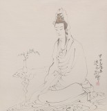 【已售】曹建濤 四尺斗方《觀音》 獨(dú)具特色水墨人物畫(huà)家