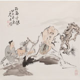 曹建濤 四尺斗方《品茗聽風(fēng)》 獨具特色水墨人物畫家
