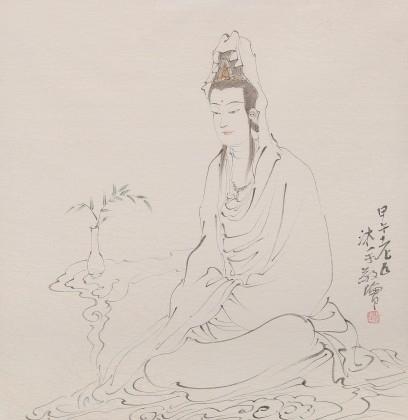 【已售】曹建濤 四尺斗方《觀音》 獨(dú)具特色水墨人物畫(huà)家